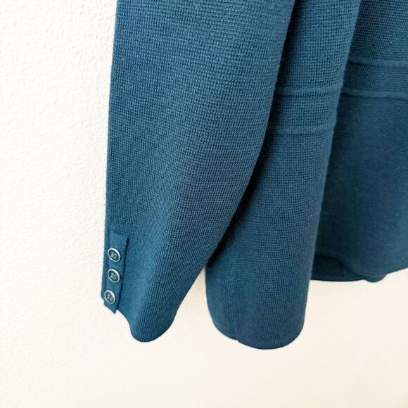 TALBOTS | NWT Cardigan Sweater Blazer Jacket Dark Teal Merino Wool | 0X Petite - Picture 7 of 8